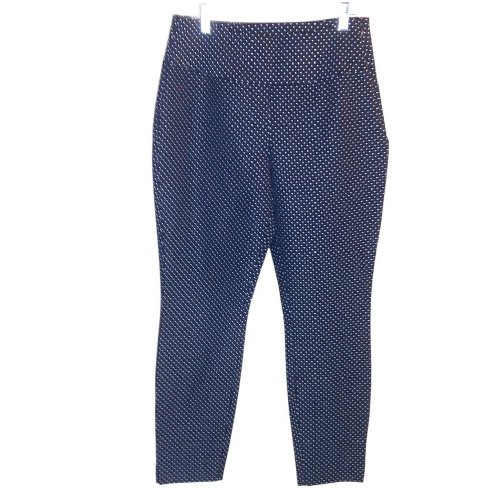 Cabi Dot Print Cropped Slack Pants Side Zip Black/White 6